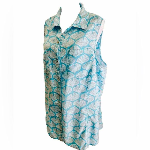 Coral Bay Linen Top Costal Beach Resort Wear Summer Woman XL - Picture 3 of 7